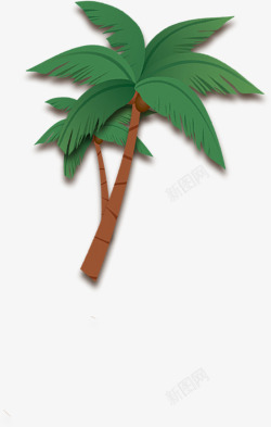 夏日卡通沙滩海边椰子树素材