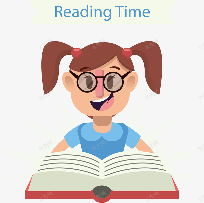 开心的阅读时间矢量图ai免抠素材_88icon https://88icon.com 儿童阅读 女孩 开心阅读 打开书本 阅读 阅读时间 矢量图