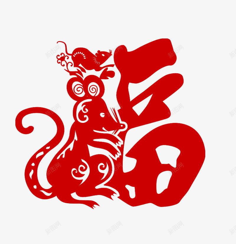 福字上的生肖鼠png免抠素材_88icon https://88icon.com 剪纸 卡通 新年 生肖 福字 窗花 红色 老鼠 老鼠生日 花纹