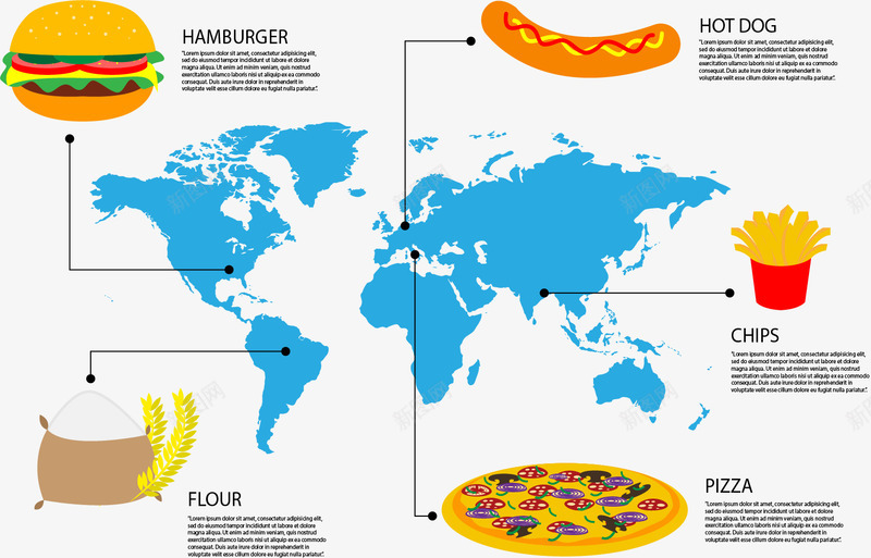 世界美食地图png免抠素材_88icon https://88icon.com 世界美食 分类 矢量素材 美食分布 蓝色地图