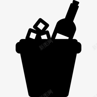 冰桶和一瓶酒图标图标