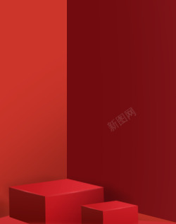 电商模特红色立体喜庆背景高清图片