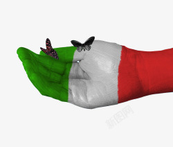意大利风格意大利国旗手绘蝴蝶高清图片