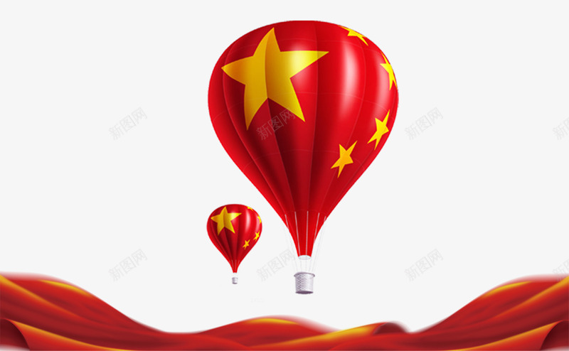 红色飘带热气球png免抠素材_88icon https://88icon.com 向往 热气球 空气球 织带 自由 飘带 飞翔