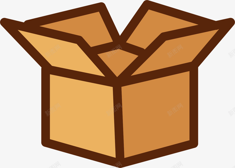 打开的牛皮纸质盒子png免抠素材_88icon https://88icon.com 方形盒子 正方体盒子 牛皮纸质 盒子 矢量盒子 规整的盒子