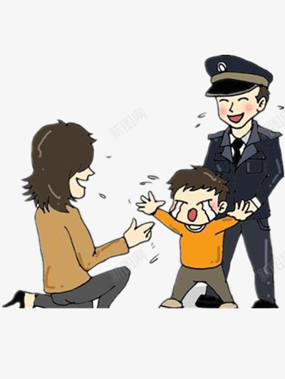 小孩子找到了妈妈png免抠素材_88icon https://88icon.com 卡通 彩色 泪奔 警察