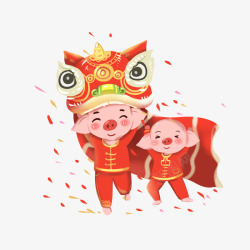 2019猪年舞狮舞龙送福素材