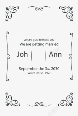 结婚典礼背景结婚典礼邀请函边框矢量图高清图片