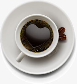 爱心形状咖啡豆一杯浓浓的热咖啡矢量图高清图片