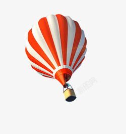 橙色条纹热气球飞翔素材