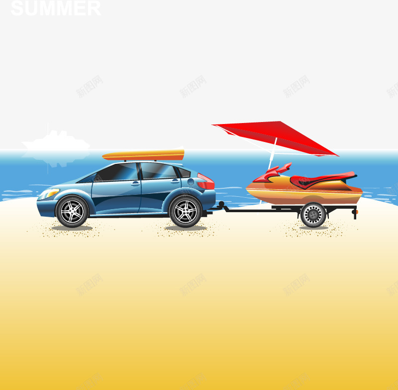 夏季海边度假png免抠素材_88icon https://88icon.com 冲浪 度假 汽车 沙滩 海边 矢量免费图片素材