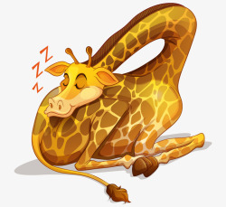 卡通手绘睡觉长颈鹿矢量图素材