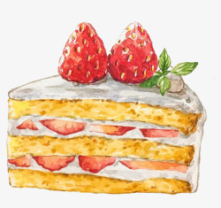 手絵草莓切片蛋糕素材