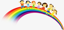 欢度儿童节欢度六一儿童节彩虹上面的小孩高清图片