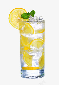 冰块和水口感清新的新型健康柠檬气泡水饮高清图片