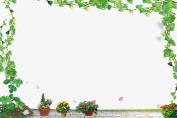 花丛绿叶相框常青藤高清图片