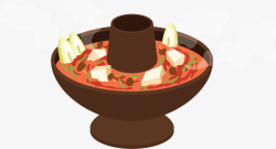 火锅美食节红色立体美味火锅高清图片