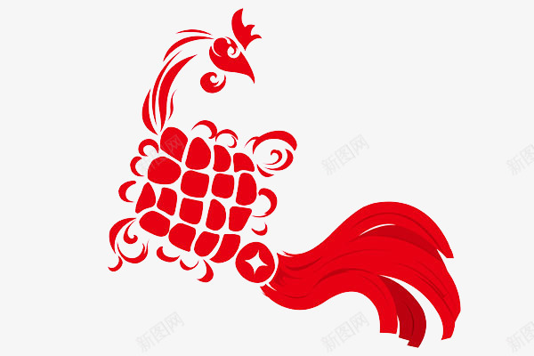 中国结版鸡图案png免抠素材_88icon https://88icon.com 中国红 中国结 中国风 手绘 新年氛围 装饰 金钱