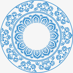 中国风蓝色青花瓷底纹圆形青花瓷花纹高清图片