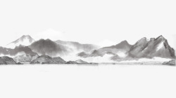 荷花山水背景古典中国风水墨山水画高清图片