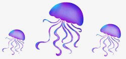 彩色迷幻深海水母三只高清图片