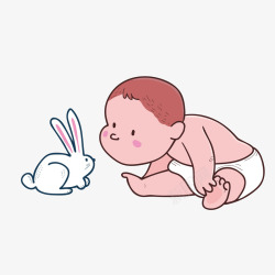 宝宝和兔子矢量图素材