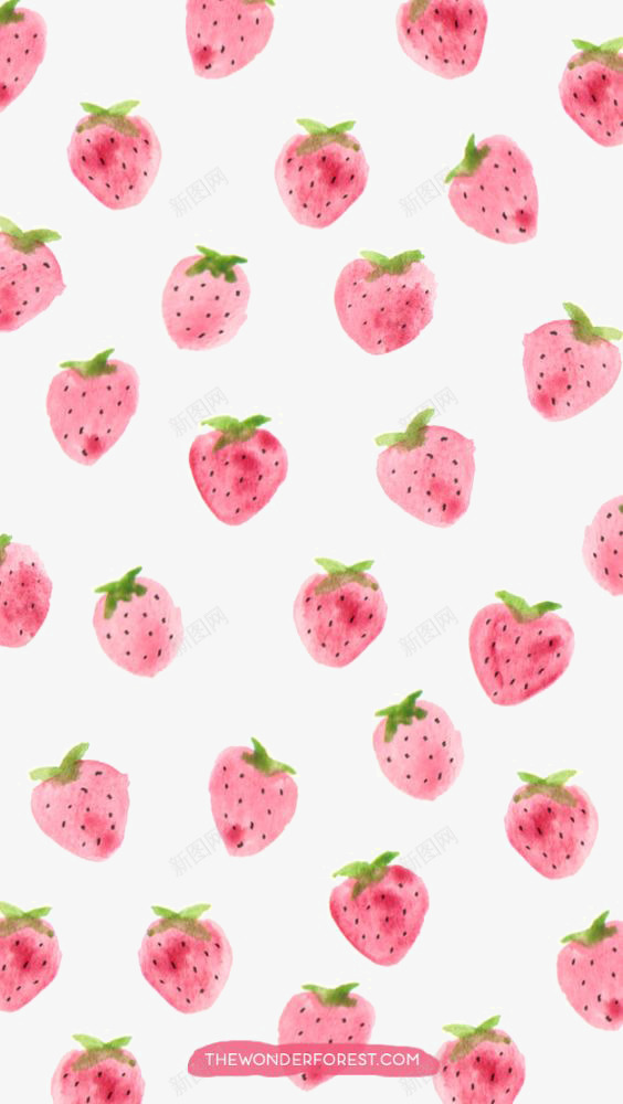 草莓背景png免抠素材_88icon https://88icon.com 卡通 可爱背景 手绘 水果背景 粉色草莓背景