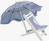 蓝色沙滩椅和遮阳伞素材