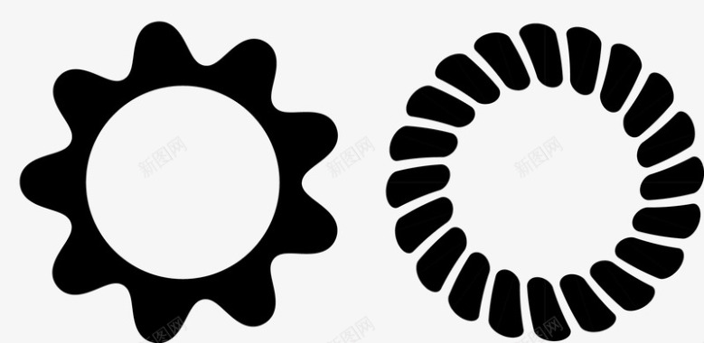 黑色齿轮状拼接圆环图标图标