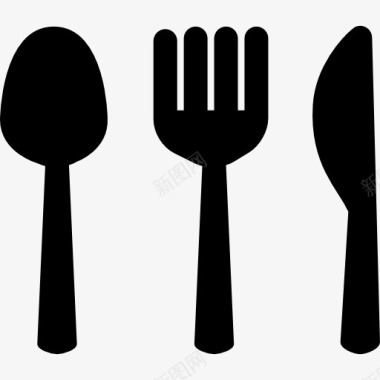 无毒餐具勺子叉子和刀的剪影餐厅标志图标图标