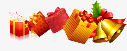 多个礼物盒子蝴蝶结铃铛圣诞图案素材