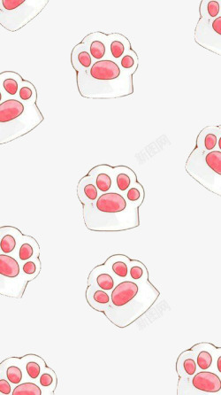 卡通猫爪印可爱猫爪平铺高清图片