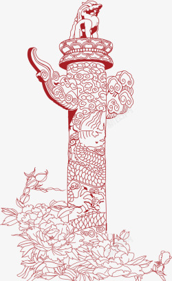 中国古建筑手绘华表柱高清图片