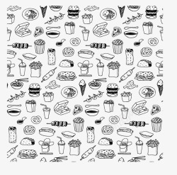 黑白色调海报手绘食物线描稿矢量图高清图片