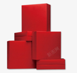 红色礼品盒带子卡通红色新年礼物盒高清图片