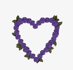紫色玫瑰心形边框素材