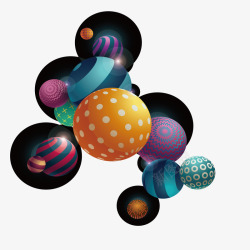 颜色各异的球体模型矢量图素材