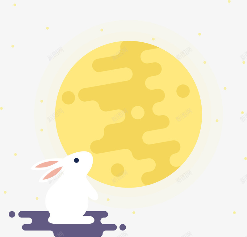 中秋节月亮兔子装饰元素png免抠素材_88icon https://88icon.com 中秋节 兔子 月亮 黄色