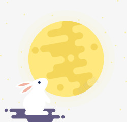 中秋节月亮兔子装饰元素素材