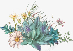 卡通手绘图案五彩缤纷花朵素材