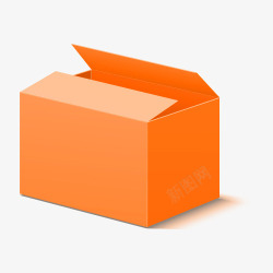 打开的橘色纸箱手绘图素材