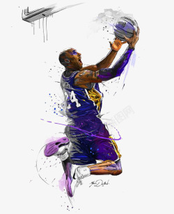 创意篮球运动员水彩篮球运动员高清图片