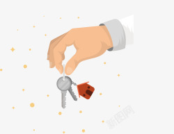 房产钥匙手里拿着新买房子的钥匙矢量图高清图片