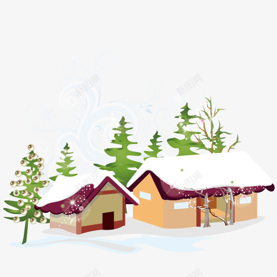 房屋积雪png免抠素材_88icon https://88icon.com 房顶积雪 雪地 雪景