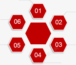 数字六红色六边形高清图片
