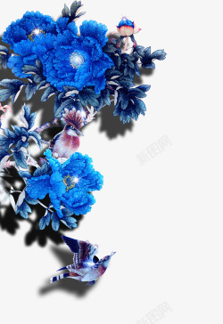 富贵牡丹蓝色唯美花朵高清图片