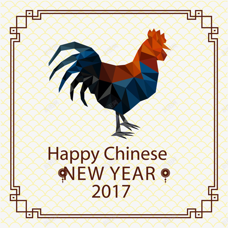 多边形菱格公鸡和新年快乐png免抠素材_88icon https://88icon.com 公鸡 多边形 矢量新年快乐 菱格 边框