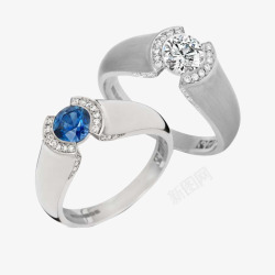 产品实物蓝宝石钻石戒指素材