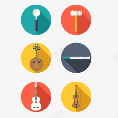 乐器彩色乐器设备工具标合集矢量图图标图标