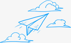 卡通系列折纸飞机飘向云里素材